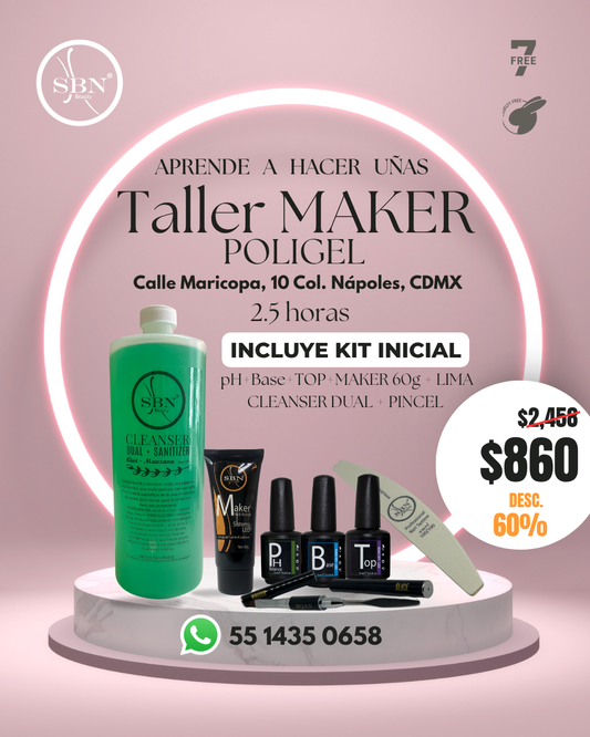Taller Poligel MAKER 2.5 horas + KIT poligel