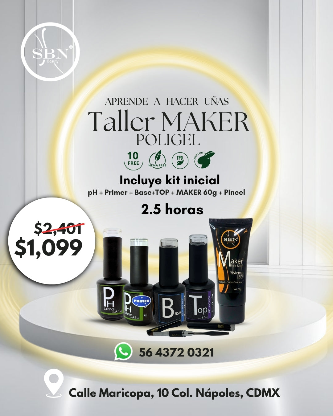 Taller Poligel MAKER 2.5 horas + KIT poligel