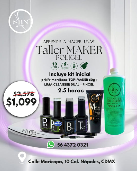 Taller Poligel MAKER 2.5 horas + KIT poligel